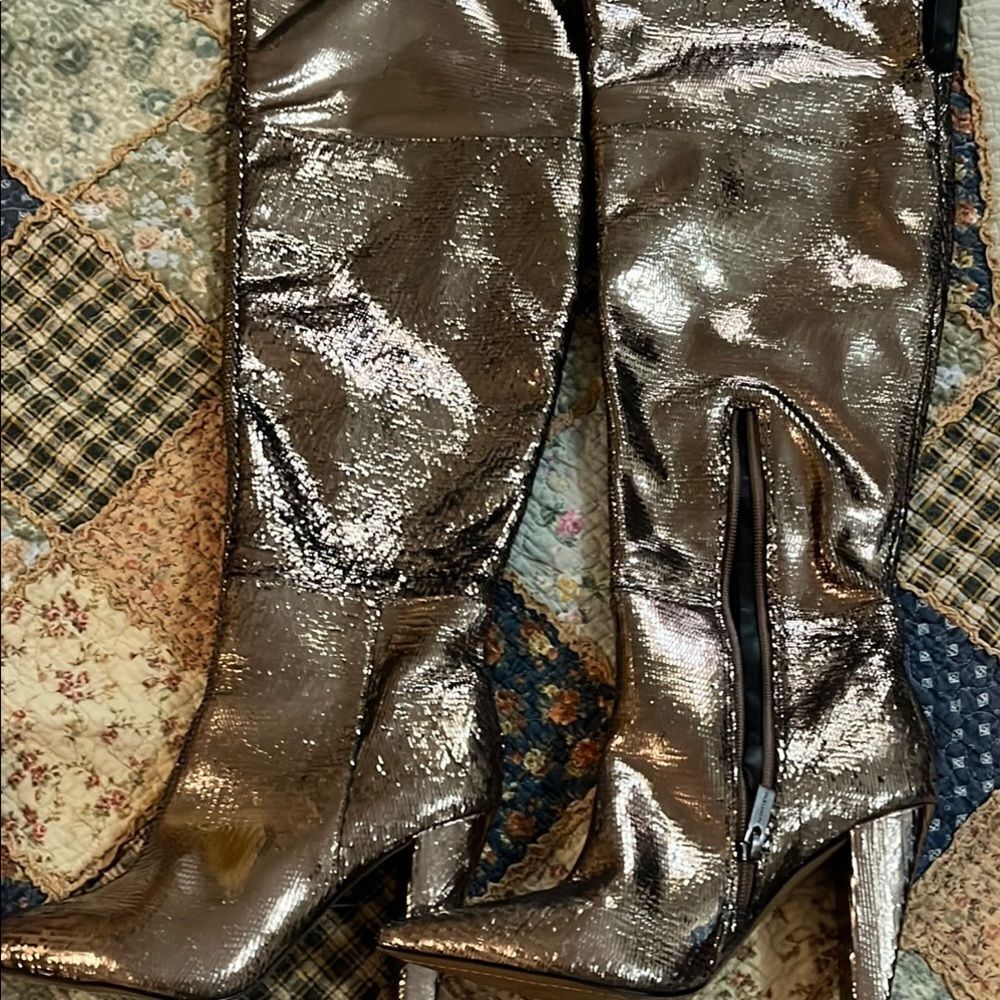Vince camuto gold sequin boots